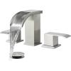 imagegotonovo Waterfall Bathroom Sink Faucet 3 Hole8 inch Widespread Bathroom Faucet Set Deck Mount 2 Handle Vanity Lavatory Faucet with Pop Up Drain and Water Supply Lines Square Body Brushed NickelBrushed Nickel