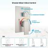 imagegotonovo Chrome Polished Ceiling Mount Shower Faucet Set 12 Inch Square Showerhead Bathroom Rainfall Shower System Shower Trim Kit 2 in 1 Cylindrical Handheld shower with Roughin ValveBrushed Nickel