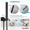 imagegotonovo Chrome Polished Ceiling Mount Shower Faucet Set 12 Inch Square Showerhead Bathroom Rainfall Shower System Shower Trim Kit 2 in 1 Cylindrical Handheld shower with Roughin ValveMatte Black