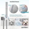 imagegotonovo Chrome Polished Ceiling Mount Shower Faucet Set 12 Inch Square Showerhead Bathroom Rainfall Shower System Shower Trim Kit 2 in 1 Cylindrical Handheld shower with Roughin ValveChrome Polished