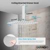 imagegotonovo Chrome Polished Ceiling Mount Shower Faucet Set 12 Inch Square Showerhead Bathroom Rainfall Shower System Shower Trim Kit 2 in 1 Cylindrical Handheld shower with Roughin ValveChrome Polished