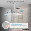 imagegotonovo Chrome Polished Ceiling Mount Shower Faucet Set 12 Inch Square Showerhead Bathroom Rainfall Shower System Shower Trim Kit 2 in 1 Cylindrical Handheld shower with Roughin ValveBrushed Nickel