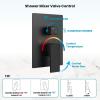 imagegotonovo Chrome Polished Ceiling Mount Shower Faucet Set 12 Inch Square Showerhead Bathroom Rainfall Shower System Shower Trim Kit 2 in 1 Cylindrical Handheld shower with Roughin ValveMatte Black