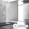 imagegotonovo Chrome Polished Ceiling Mount Shower Faucet Set 12 Inch Square Showerhead Bathroom Rainfall Shower System Shower Trim Kit 2 in 1 Cylindrical Handheld shower with Roughin ValveBrushed Nickel
