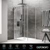 imagegotonovo Chrome Polished Ceiling Mount Shower Faucet Set 12 Inch Square Showerhead Bathroom Rainfall Shower System Shower Trim Kit 2 in 1 Cylindrical Handheld shower with Roughin ValveMatte Black