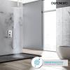 imagegotonovo Chrome Polished Ceiling Mount Shower Faucet Set 12 Inch Square Showerhead Bathroom Rainfall Shower System Shower Trim Kit 2 in 1 Cylindrical Handheld shower with Roughin ValveChrome Polished
