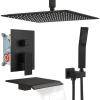 imagegotonovo Rain Shower System Rainfall Shower Head Combo Shower Faucet Set with Waterfall Bathtub Spout Handheld Shower Ceiling Mount Roughin Valve Kit Included 16quot Oil Rubbed Bronze