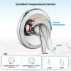 imagegotonovo Tub Shower Faucet Set Shower Head and Handle Set 6 Modes 6 inch Shower Head Kit with Tub Spout High Pressure Shower System Combo Shower Trim Kit with Valve Round Shower Head Matte BlackPolished Chrome