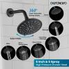 imagegotonovo Tub Shower Faucet Set Shower Head and Handle Set 6 Modes 6 inch Shower Head Kit with Tub Spout High Pressure Shower System Combo Shower Trim Kit with Valve Round Shower Head Matte BlackMatte Black