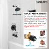 imagegotonovo Tub Shower Faucet Set Shower Head and Handle Set 6 Modes 6 inch Shower Head Kit with Tub Spout High Pressure Shower System Combo Shower Trim Kit with Valve Round Shower Head Matte BlackMatte Black