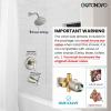 imagegotonovo Tub Shower Faucet Set Shower Head and Handle Set 6 Modes 6 inch Shower Head Kit with Tub Spout High Pressure Shower System Combo Shower Trim Kit with Valve Round Shower Head Matte BlackBrushed Nickel