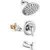 imagegotonovo Tub Shower Faucet Set Shower Head and Handle Set 6 Modes 6 inch Shower Head Kit with Tub Spout High Pressure Shower System Combo Shower Trim Kit with Valve Round Shower Head Matte BlackPolished Chrome