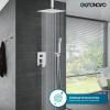 imagegotonovo Bathroom Rain Shower Combo Set Ceiling Mount with Handheld Spray High Pressure Luxury Shower Mixer Faucet with Roughin Valve Shower Trim 2 Function 10 inch Shower Head Oil Rubbed BronzePolished Chrome