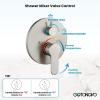 imagegotonovo Shower Trim Kit 10 Inch Round Rainfall Shower Head 3 Modes Wall Mounted with 6Functions ABS Handheld Spray Shower System Pressure Balanced Roughin Valve and Trim Included Brushed Nickel