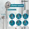 imagegotonovo Shower Trim Kit 10 Inch Round Rainfall Shower Head 3 Modes Wall Mounted with 6Functions ABS Handheld Spray Shower System Pressure Balanced Roughin Valve and Trim Included Brushed Nickel