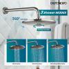 imagegotonovo Shower Trim Kit 10 Inch Round Rainfall Shower Head 3 Modes Wall Mounted with 6Functions ABS Handheld Spray Shower System Pressure Balanced Roughin Valve and Trim Included Brushed Nickel