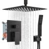 imagegotonovo Bathroom Rain Shower Combo Set Ceiling Mount with Handheld Spray High Pressure Luxury Shower Mixer Faucet with Roughin Valve Shower Trim 2 Function 10 inch Shower Head Oil Rubbed BronzeOil Rubbed Bronze