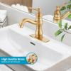 imagegotonovo Bathroom Sink Faucet 1 Hole Single Handle Lavatory Vanity Faucet 360 Swivel Basin Mixer Tap with Pop Up Drain Bathroom Faucet 71 Inch Spout Reach Oil Rubbed BronzeAntique Brass