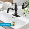 imagegotonovo Bathroom Sink Faucet 1 Hole Single Handle Lavatory Vanity Faucet 360 Swivel Basin Mixer Tap with Pop Up Drain Bathroom Faucet 71 Inch Spout Reach Oil Rubbed BronzeMatte Black