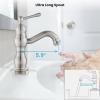imagegotonovo Bathroom Sink Faucet 1 Hole Single Handle Lavatory Vanity Faucet 360 Swivel Basin Mixer Tap with Pop Up Drain Bathroom Faucet 71 Inch Spout Reach Oil Rubbed BronzeBrushed Nickel