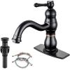imagegotonovo Bathroom Sink Faucet 1 Hole Single Handle Lavatory Vanity Faucet 360 Swivel Basin Mixer Tap with Pop Up Drain Bathroom Faucet 71 Inch Spout Reach Oil Rubbed BronzeOil Rubbed Bronze