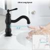 imagegotonovo Bathroom Sink Faucet 1 Hole Single Handle Lavatory Vanity Faucet 360 Swivel Basin Mixer Tap with Pop Up Drain Bathroom Faucet 71 Inch Spout Reach Oil Rubbed BronzeMatte Black