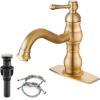 imagegotonovo Bathroom Sink Faucet 1 Hole Single Handle Lavatory Vanity Faucet 360 Swivel Basin Mixer Tap with Pop Up Drain Bathroom Faucet 71 Inch Spout Reach Oil Rubbed BronzeAntique Brass
