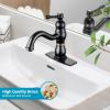 imagegotonovo Bathroom Sink Faucet 1 Hole Single Handle Lavatory Vanity Faucet 360 Swivel Basin Mixer Tap with Pop Up Drain Bathroom Faucet 71 Inch Spout Reach Oil Rubbed BronzeOil Rubbed Bronze