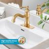 imagegotonovo Bathroom Sink Faucet 1 Hole Single Handle Lavatory Vanity Faucet 360 Swivel Basin Mixer Tap with Pop Up Drain Bathroom Faucet 71 Inch Spout Reach Oil Rubbed BronzeAntique Brass