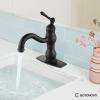 imagegotonovo Bathroom Sink Faucet 1 Hole Single Handle Lavatory Vanity Faucet 360 Swivel Basin Mixer Tap with Pop Up Drain Bathroom Faucet 71 Inch Spout Reach Oil Rubbed BronzeMatte Black