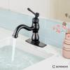 imagegotonovo Bathroom Sink Faucet 1 Hole Single Handle Lavatory Vanity Faucet 360 Swivel Basin Mixer Tap with Pop Up Drain Bathroom Faucet 71 Inch Spout Reach Oil Rubbed BronzeOil Rubbed Bronze