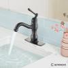 imagegotonovo Bathroom Sink Faucet 1 Hole Single Handle Lavatory Vanity Faucet 360 Swivel Basin Mixer Tap with Pop Up Drain Bathroom Faucet 71 Inch Spout Reach Oil Rubbed BronzeOil Rubbed Bronze