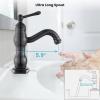 imagegotonovo Bathroom Sink Faucet 1 Hole Single Handle Lavatory Vanity Faucet 360 Swivel Basin Mixer Tap with Pop Up Drain Bathroom Faucet 71 Inch Spout Reach Oil Rubbed BronzeOil Rubbed Bronze