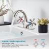 imagegotonovo Bathroom Sink Faucet Single Hole Double Cross Handle Knobs Lavatory Vessel Sink Mixer Tap Bathroom Faucet with Pop up Drain and Deck Cover Plate Polish GoldBrushed Nickel