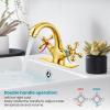 imagegotonovo Bathroom Sink Faucet Single Hole Double Cross Handle Knobs Lavatory Vessel Sink Mixer Tap Bathroom Faucet with Pop up Drain and Deck Cover Plate Polish GoldPolish Gold