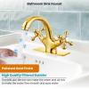 imagegotonovo Bathroom Sink Faucet Single Hole Double Cross Handle Knobs Lavatory Vessel Sink Mixer Tap Bathroom Faucet with Pop up Drain and Deck Cover Plate Polish GoldPolish Gold