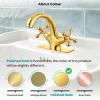 imagegotonovo Bathroom Sink Faucet Single Hole Double Cross Handle Knobs Lavatory Vessel Sink Mixer Tap Bathroom Faucet with Pop up Drain and Deck Cover Plate Polish GoldPolish Gold