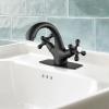 imagegotonovo Bathroom Sink Faucet Single Hole Double Cross Handle Knobs Lavatory Vessel Sink Mixer Tap Bathroom Faucet with Pop up Drain and Deck Cover Plate Polish GoldMatte Black