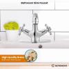 imagegotonovo Bathroom Sink Faucet Single Hole Double Cross Handle Knobs Lavatory Vessel Sink Mixer Tap Bathroom Faucet with Pop up Drain and Deck Cover Plate Polish GoldPolish Chrome