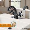 imagegotonovo Bathroom Sink Faucet Single Hole Double Cross Handle Knobs Lavatory Vessel Sink Mixer Tap Bathroom Faucet with Pop up Drain and Deck Cover Plate Polish GoldOil Rubbed Bronze