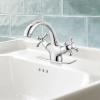 imagegotonovo Bathroom Sink Faucet Single Hole Double Cross Handle Knobs Lavatory Vessel Sink Mixer Tap Bathroom Faucet with Pop up Drain and Deck Cover Plate Polish GoldPolish Chrome
