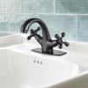 imagegotonovo Bathroom Sink Faucet Single Hole Double Cross Handle Knobs Lavatory Vessel Sink Mixer Tap Bathroom Faucet with Pop up Drain and Deck Cover Plate Polish GoldOil Rubbed Bronze
