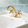 imagegotonovo Bathroom Sink Faucet Single Hole Double Cross Handle Knobs Lavatory Vessel Sink Mixer Tap Bathroom Faucet with Pop up Drain and Deck Cover Plate Polish GoldAntique Brass