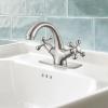 imagegotonovo Bathroom Sink Faucet Single Hole Double Cross Handle Knobs Lavatory Vessel Sink Mixer Tap Bathroom Faucet with Pop up Drain and Deck Cover Plate Polish GoldBrushed Nickel