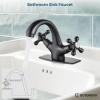 imagegotonovo Bathroom Sink Faucet Single Hole Double Cross Handle Knobs Lavatory Vessel Sink Mixer Tap Bathroom Faucet with Pop up Drain and Deck Cover Plate Polish GoldOil Rubbed Bronze