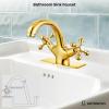imagegotonovo Bathroom Sink Faucet Single Hole Double Cross Handle Knobs Lavatory Vessel Sink Mixer Tap Bathroom Faucet with Pop up Drain and Deck Cover Plate Polish GoldPolish Gold