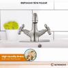imagegotonovo Bathroom Sink Faucet Single Hole Double Cross Handle Knobs Lavatory Vessel Sink Mixer Tap Bathroom Faucet with Pop up Drain and Deck Cover Plate Polish GoldBrushed Nickel