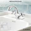 imagegotonovo Bathroom Sink Faucet Single Hole Double Cross Handle Knobs Lavatory Vessel Sink Mixer Tap Bathroom Faucet with Pop up Drain and Deck Cover Plate Polish GoldPolish Chrome