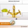 imagegotonovo Bathroom Sink Faucet Single Hole Double Cross Handle Knobs Lavatory Vessel Sink Mixer Tap Bathroom Faucet with Pop up Drain and Deck Cover Plate Polish GoldPolish Gold