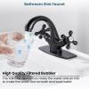 imagegotonovo Bathroom Sink Faucet Single Hole Double Cross Handle Knobs Lavatory Vessel Sink Mixer Tap Bathroom Faucet with Pop up Drain and Deck Cover Plate Polish GoldOil Rubbed Bronze